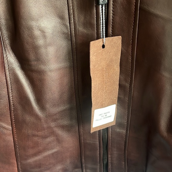 CURGÈ Womans Brown Leather Zip Up Jacket Made in Italy size 3XL or EU‎ 56 NWT W3 - Picture 5 of 9